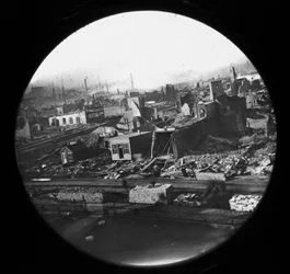 Nordwestansicht vom Gerichtsgebäude nach dem Chicagoer Brand von 1871